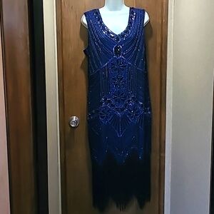 Beautiful Beaded Flapper Dress (XL)